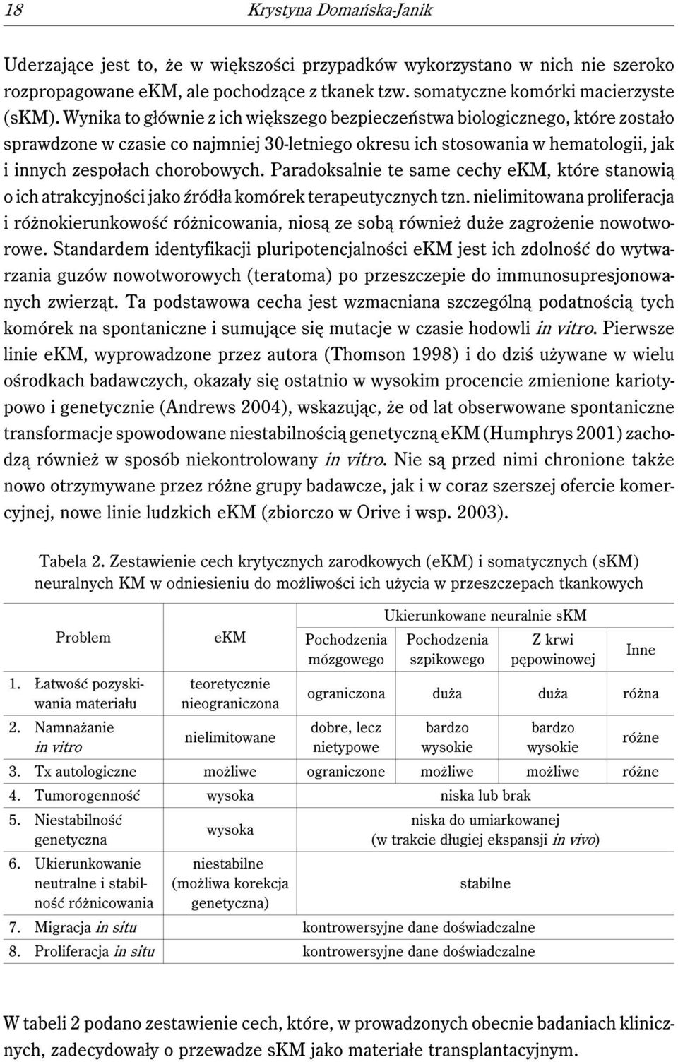 Paradoksalnie te same cechy ekm, które stanowią o ich atrakcyjności jako źródła komórek terapeutycznych tzn.