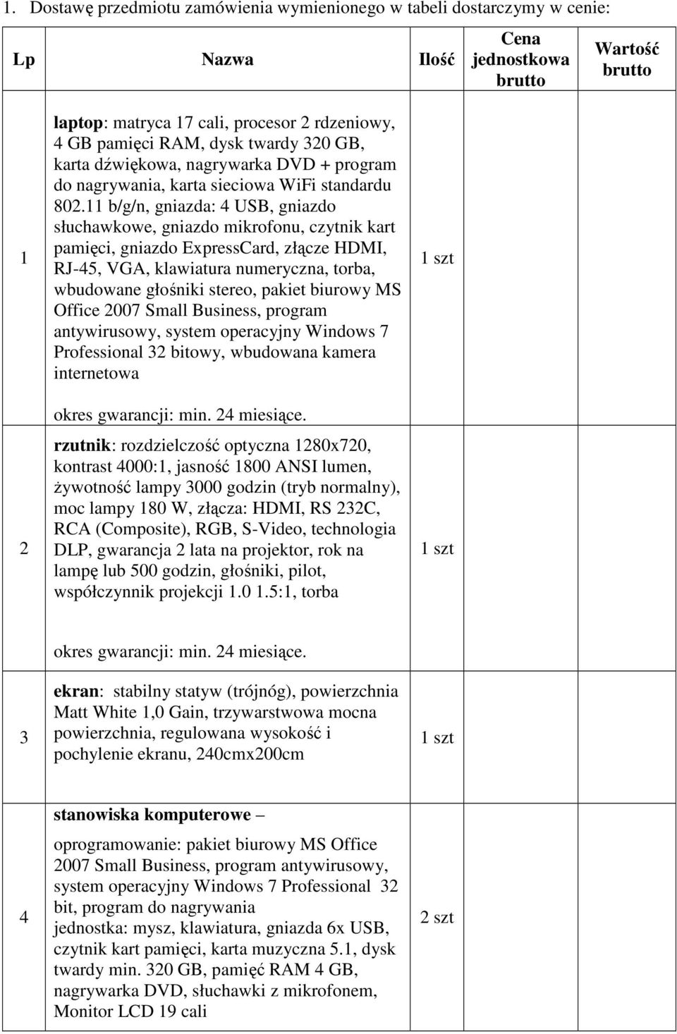 11 b/g/n, gniazda: 4 USB, gniazdo słuchawkowe, gniazdo mikrofonu, czytnik kart pamięci, gniazdo ExpressCard, złącze HDMI, RJ-45, VGA, klawiatura numeryczna, torba, wbudowane głośniki stereo, pakiet