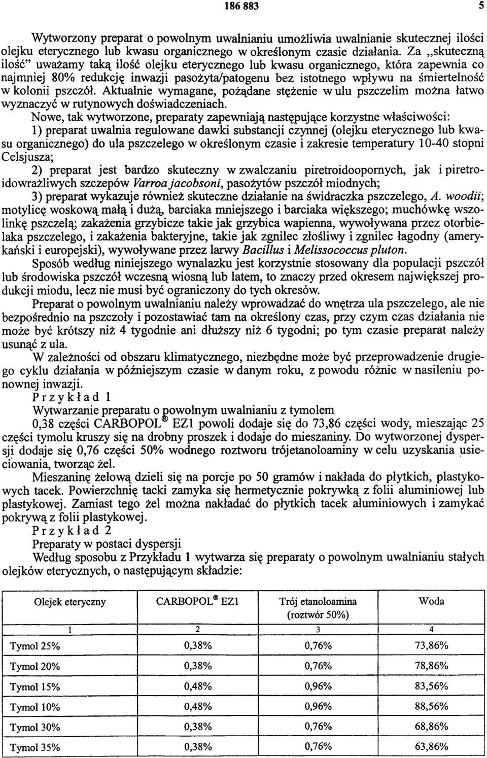 pszczół. Aktualnie wymagane, pożądane stężenie w ulu pszczelim można łatwo wyznaczyć w rutynowych doświadczeniach.