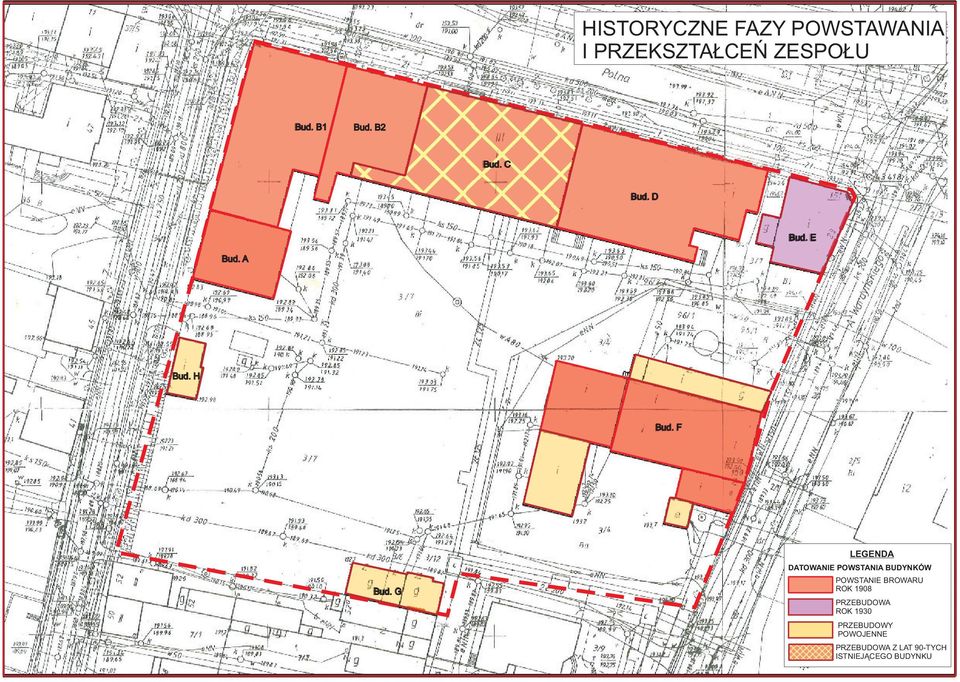 F LEGENDA DATOWANIE POWSTANIA BUDYNKÓW Bud. G Bud.