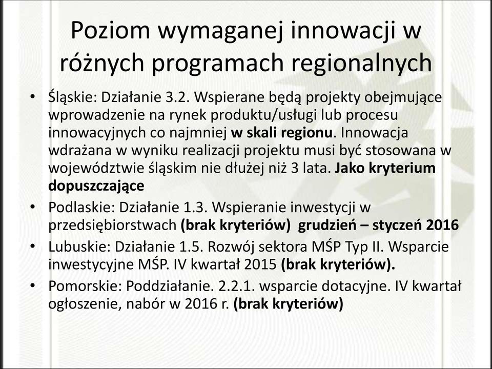 Innowacja wdrażana w wyniku realizacji projektu musi być stosowana w województwie śląskim nie dłużej niż 3 