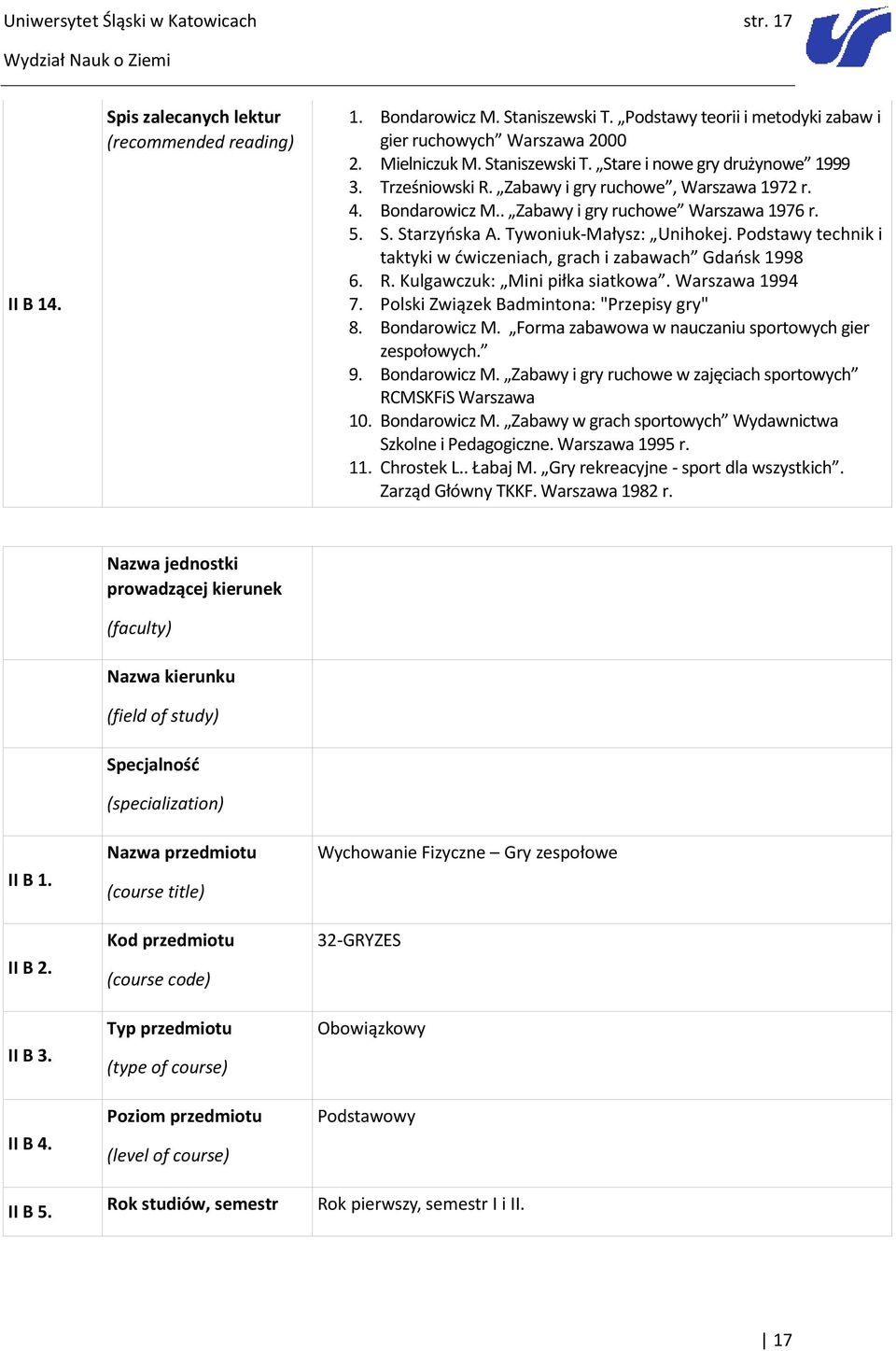 Tywoniuk-Małysz: Unihokej. Podstawy technik i taktyki w ćwiczeniach, grach i zabawach Gdańsk 1998 6. R. Kulgawczuk: Mini piłka siatkowa. Warszawa 1994 7. Polski Związek Badmintona: "Przepisy gry" 8.