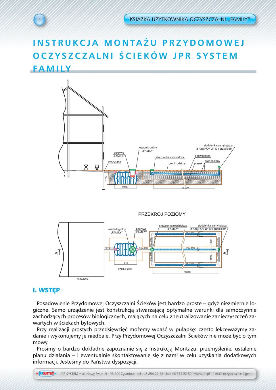 PCV Ø110 PCV Ø110 PCV Ø110 PCV Ø110 PCV Ø110 PCV Ø110 PCV Ø110 PCV Ø110 1190 2180 16 000 PRZEKRÓJ POZIOMY 500 A 1500 A 500 1500 218 PCV Ø110 500 FAMILY 2000 16 000 BUDYNEK I.