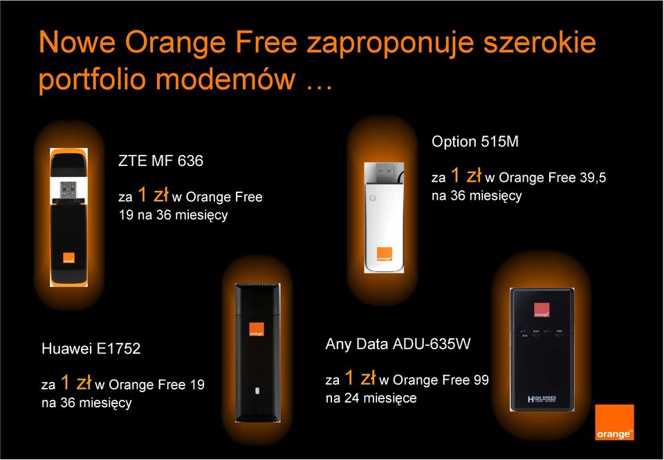 Orange Free 39,5 na 36 miesięcy Huawei E1752 za 1 zł w Orange Free