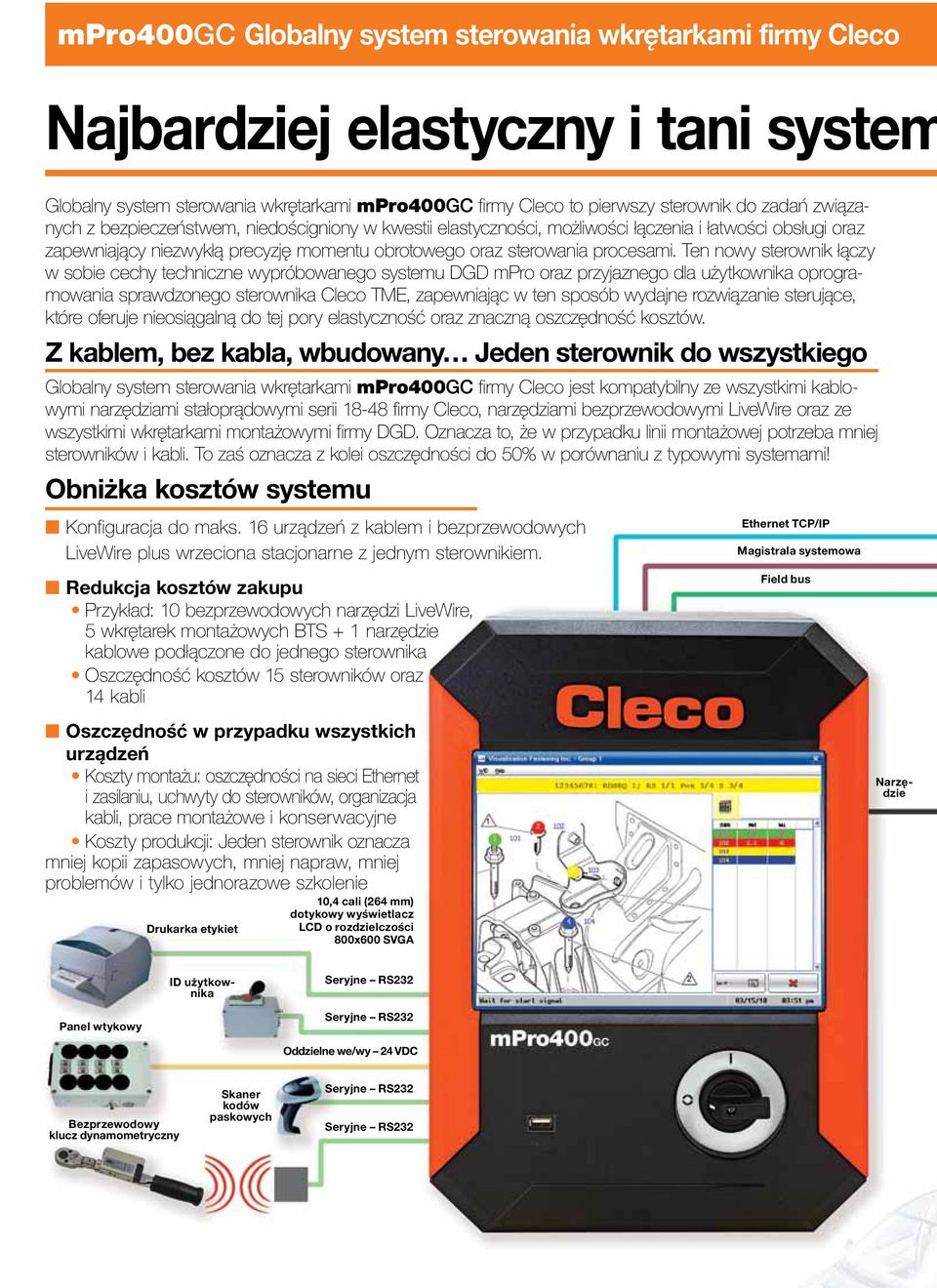 Ten nowy sterownik łączy w sobie cechy techniczne wypróbowanego systemu DGD mpro oraz przyjaznego dla użytkownika oprogramowania sprawdzonego sterownika Cleco TME, zapewniając w ten sposób wydajne