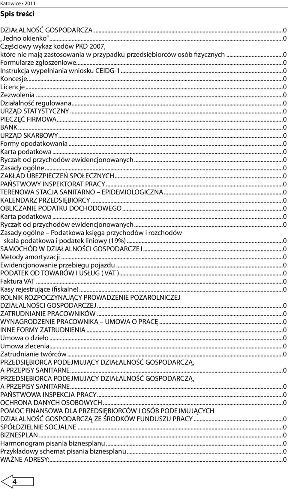 ..0 URZĄD SKARBOWY...0 Formy opodatkowania...0 Karta podatkowa...0 Ryczałt od przychodów ewidencjonowanych...0 Zasady ogólne...0 ZAKŁAD UBEZPIECZEŃ SPOŁECZNYCH...0 PAŃSTWOWY INSPEKTORAT PRACY.