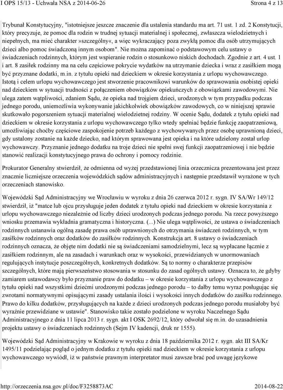 pomoc dla osób utrzymujących dzieci albo pomoc świadczoną innym osobom".