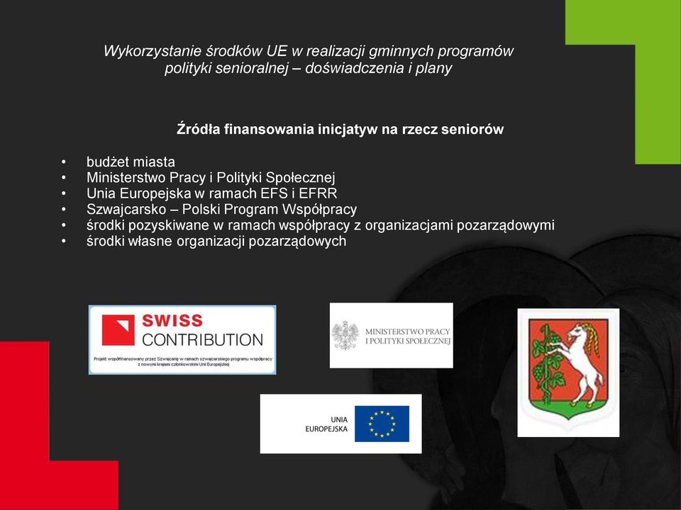 EFRR Szwajcarsko Polski Program Współpracy środki pozyskiwane w ramach