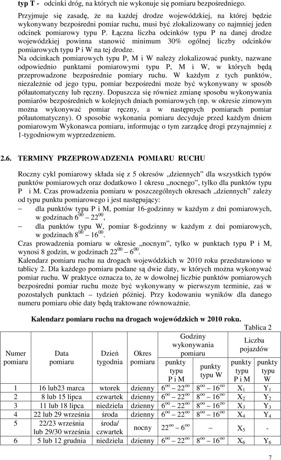 Łączna liczba odcinków typu P na danej drodze wojewódzkiej powinna stanowić minimum 30% ogólnej liczby odcinków pomiarowych typu P i W na tej drodze.