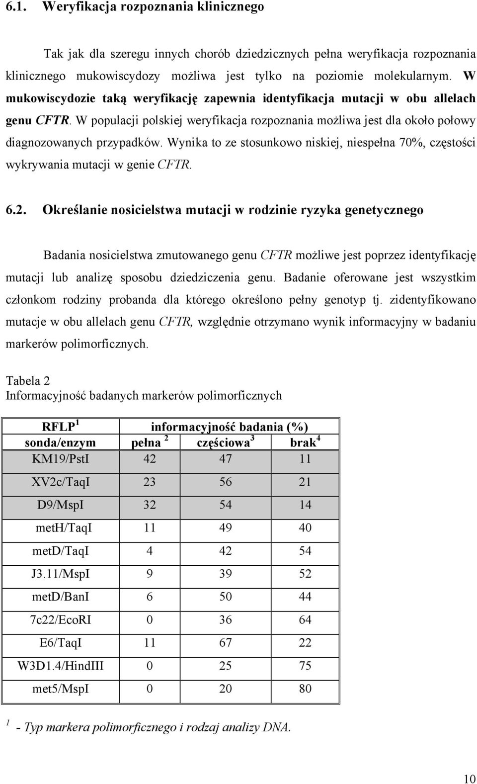 Wynika to ze stosunkowo niskiej, niespełna 70%, częstości wykrywania mutacji w genie CFTR. 6.2.
