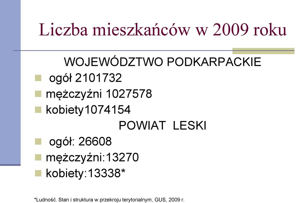 LESKI ogół: 26608 mężczyźni:13270 kobiety:13338*