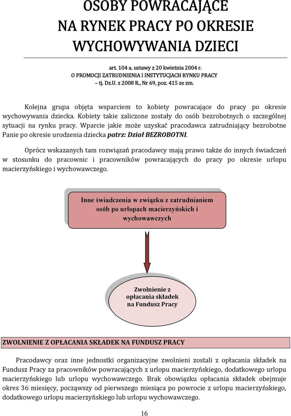 Wparcie jakie może uzyskać pracodawca zatrudniający bezrobotne Panie po okresie urodzenia dziecka patrz: Dział BEZROBOTNI.