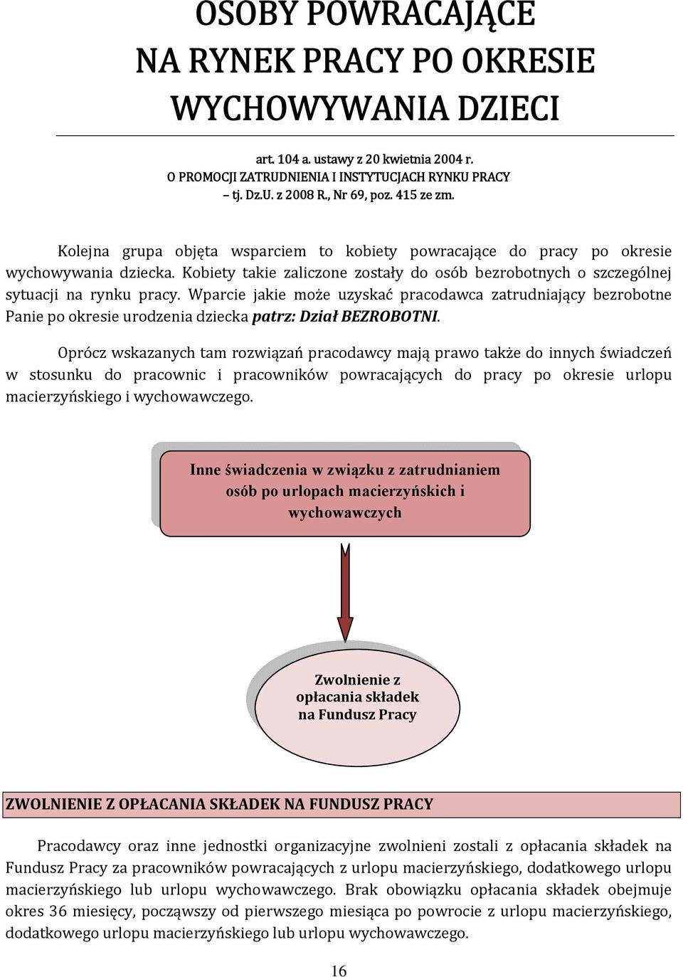 Wparcie jakie może uzyskać pracodawca zatrudniający bezrobotne Panie po okresie urodzenia dziecka patrz: Dział BEZROBOTNI.