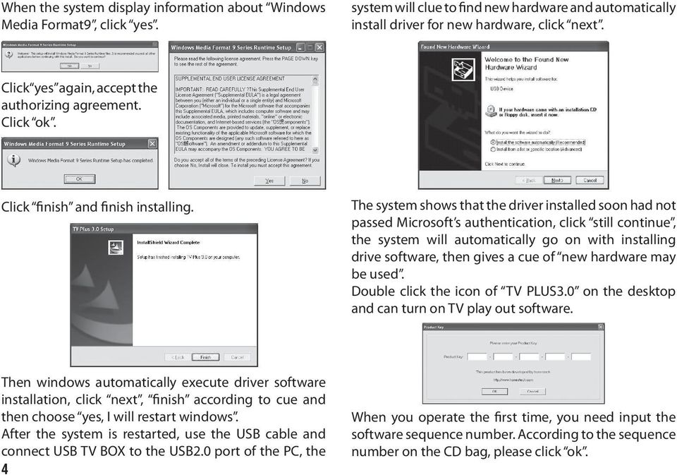 The system shows that the driver installed soon had not passed Microsoft s authentication, click still continue, the system will automatically go on with installing drive software, then gives a cue