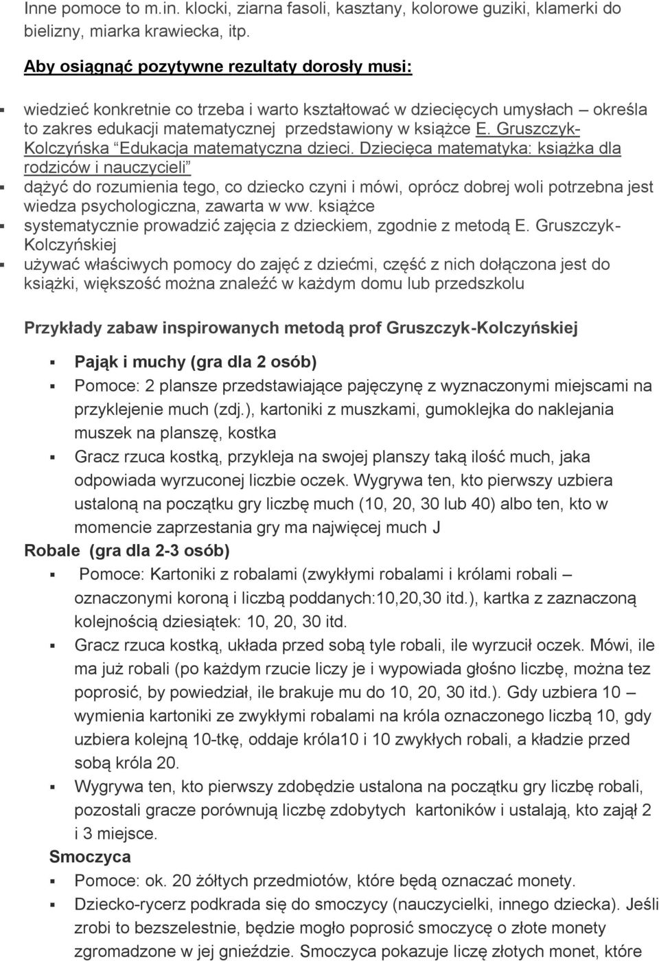 Gruszczyk- Kolczyńska Edukacja matematyczna dzieci.