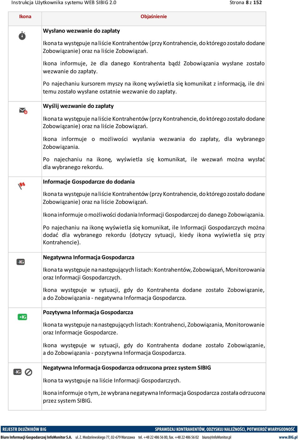 Ikona informuje, że dla danego Kontrahenta bądź Zobowiązania wysłane zostało wezwanie do zapłaty.