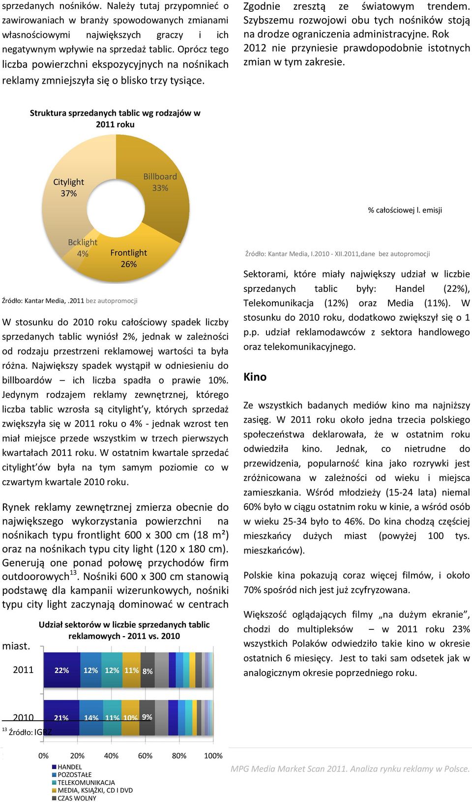 Szybszemu rozwojowi obu tych nośników stoją na drodze ograniczenia administracyjne. Rok 2012 nie przyniesie prawdopodobnie istotnych zmian w tym zakresie.