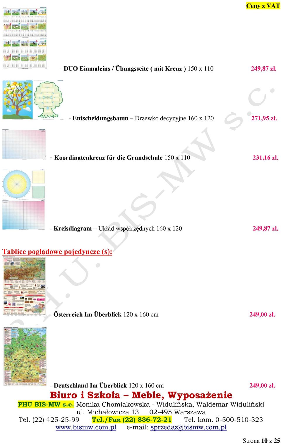 - Koordinatenkreuz für die Grundschule 150 x 110 231,16 zł.