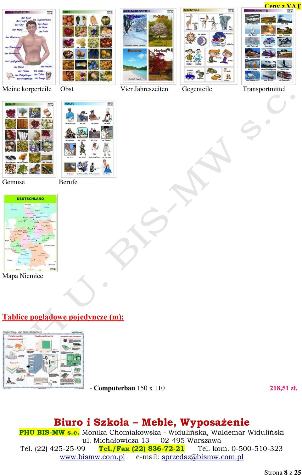 Mapa Niemiec Tablice poglądowe pojedyncze