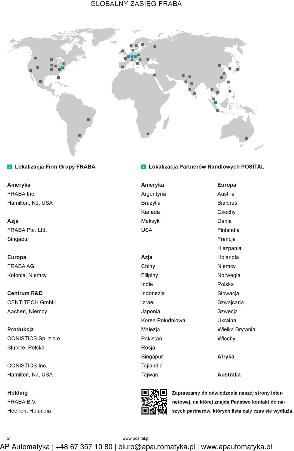 Hamilton, NJ, USA Ameryka Argentyna Brazylia Kanada Meksyk USA Azja Chiny Filipiny Indie Indonezja Izrael Japonia Korea Południowa Malezja Pakistan Rosja Singapur Tajlandia Tajwan Europa Austria