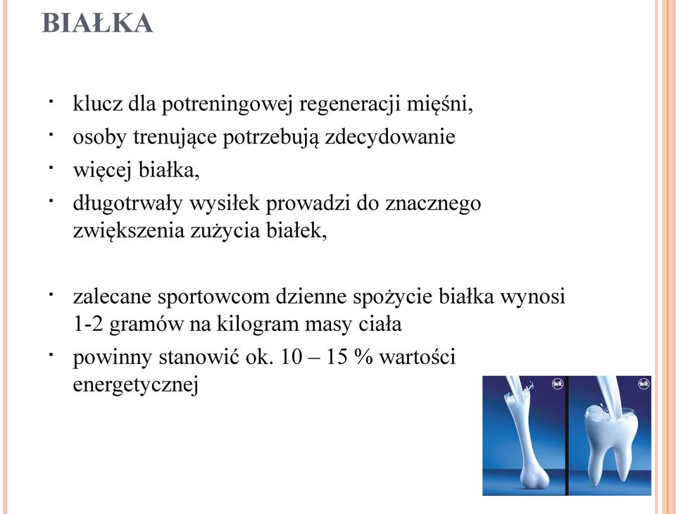 zwiększenia zużycia białek, zalecane sportowcom dzienne spożycie białka