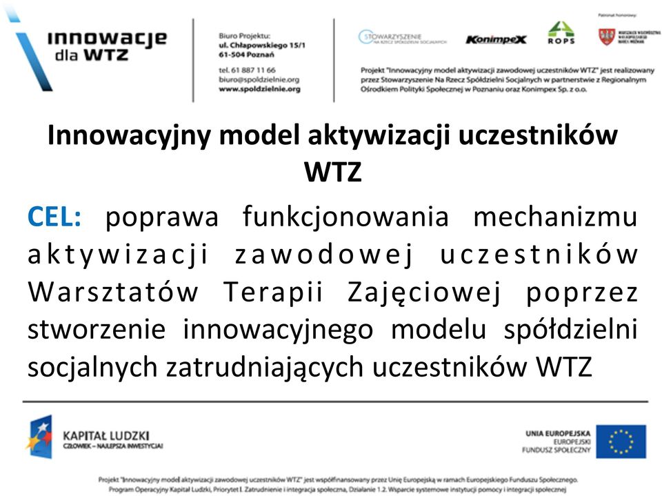 Warsztatów Terapii Zajęciowej poprzez stworzenie