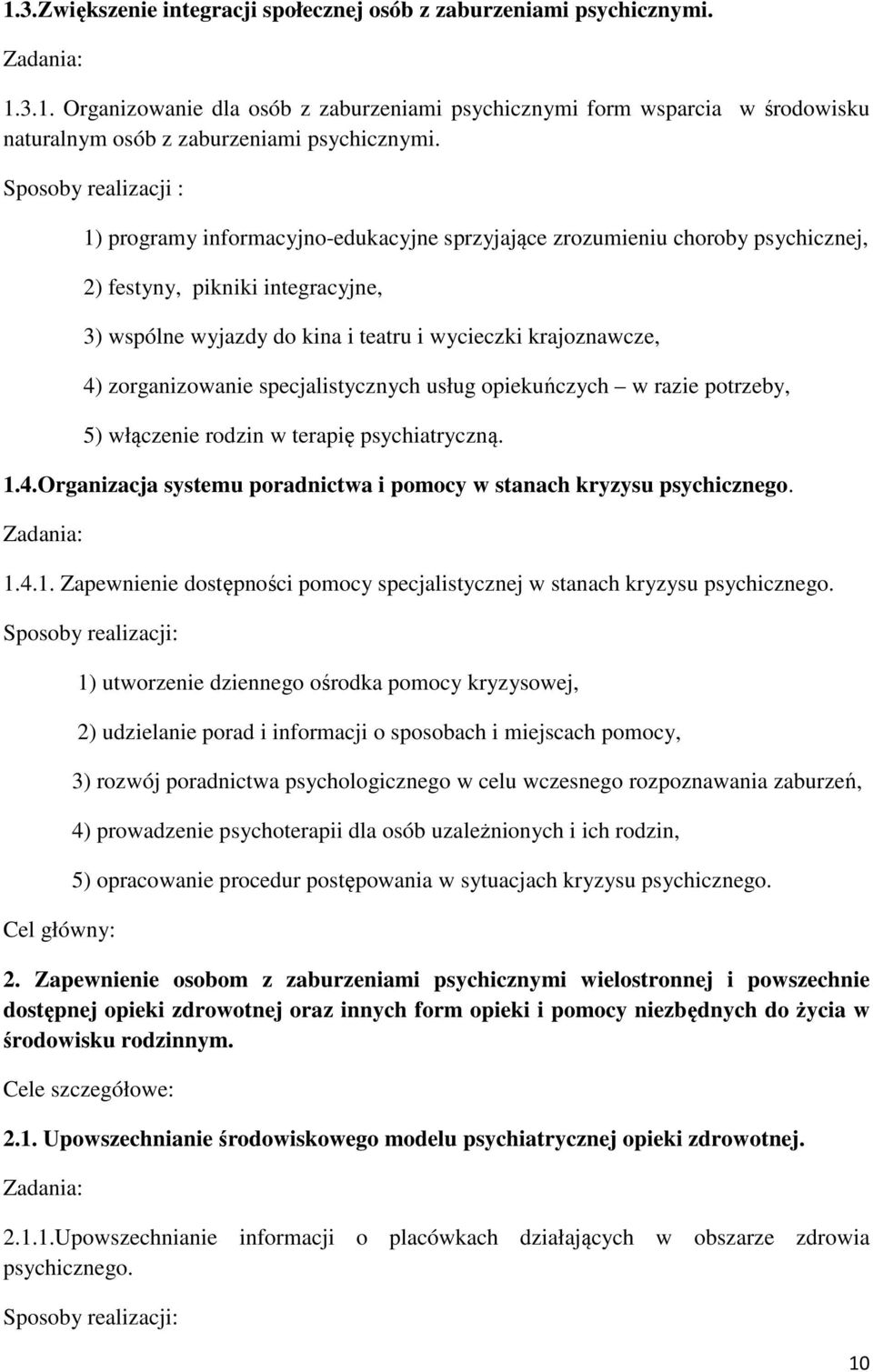 4) zorganizowanie specjalistycznych usług opiekuńczych w razie potrzeby, 5) włączenie rodzin w terapię psychiatryczną. 1.
