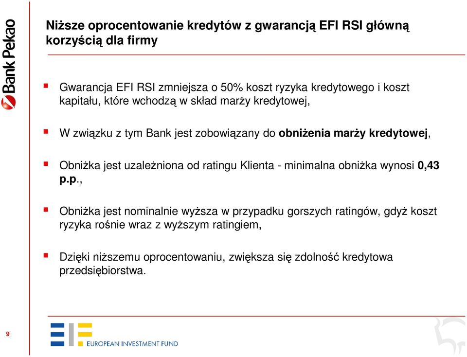 kredytowej, Obniżka jest uzależniona od ratingu Klienta - minimalna obniżka wynosi 0,43 p.