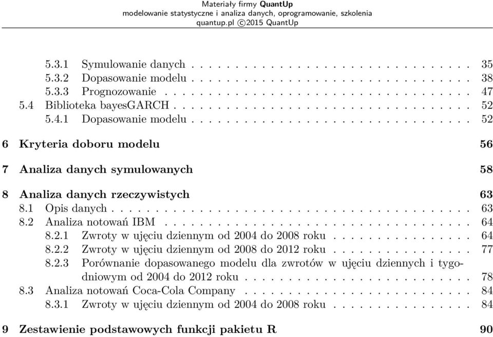 1 Opis danych......................................... 63 8.2 Analiza notowań IBM................................... 64 8.2.1 Zwroty w ujęciu dziennym od 2004 do 2008 roku................ 64 8.2.2 Zwroty w ujęciu dziennym od 2008 do 2012 roku.