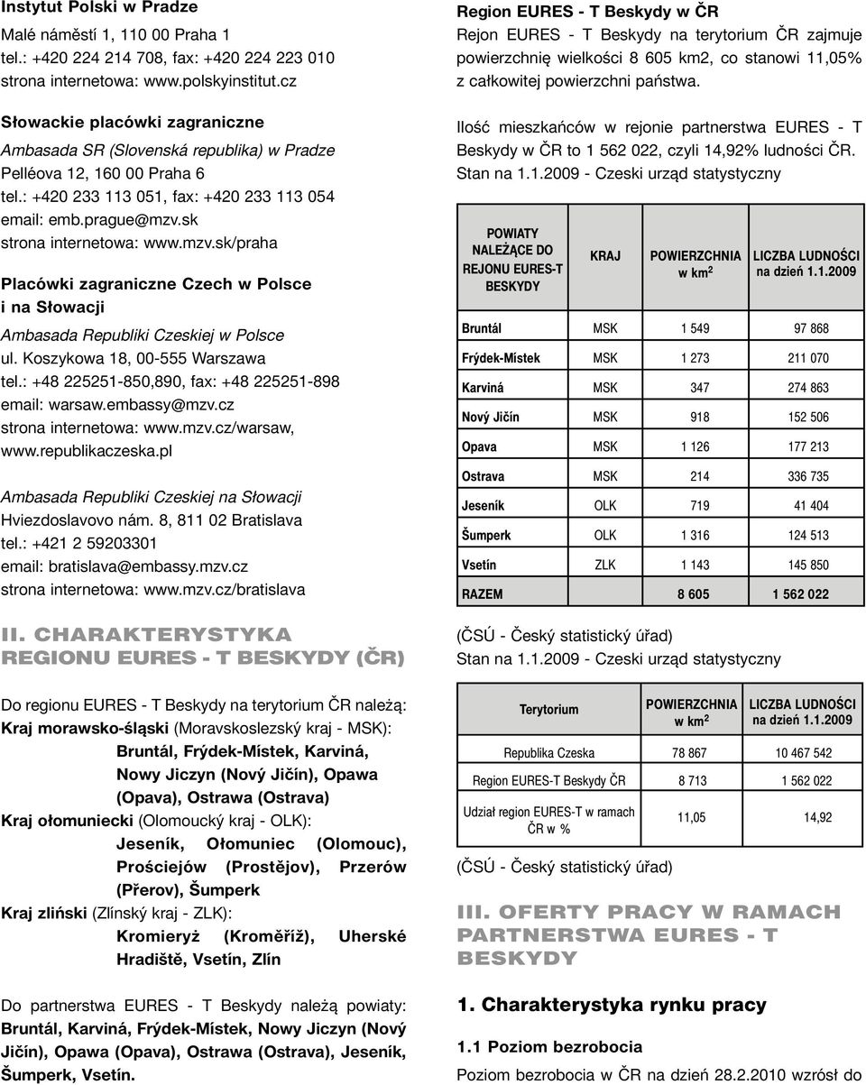 mzv.sk/praha Placówki zagraniczne Czech w Polsce i na Słowacji Ambasada Republiki Czeskiej w Polsce ul. Koszykowa 18, 00-555 Warszawa tel.: +48 225251-850,890, fax: +48 225251-898 email: warsaw.
