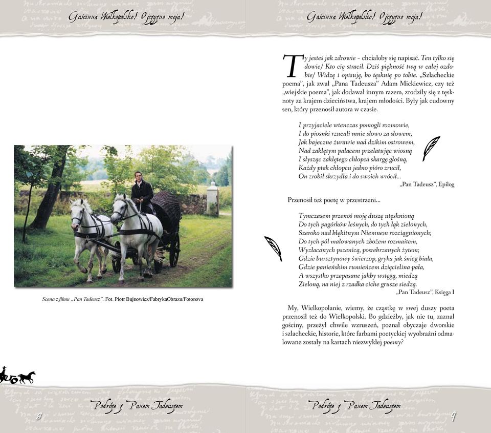 Szlacheckie poema, jak zwał Pana Tadeusza Adam Mickiewicz, czy też wiejskie poema, jak dodawał innym razem, zrodziły się z tęsknoty za krajem dzieciństwa, krajem młodości.