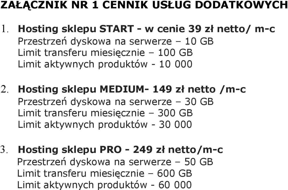 Limit aktywnych produktów - 10 000 2.