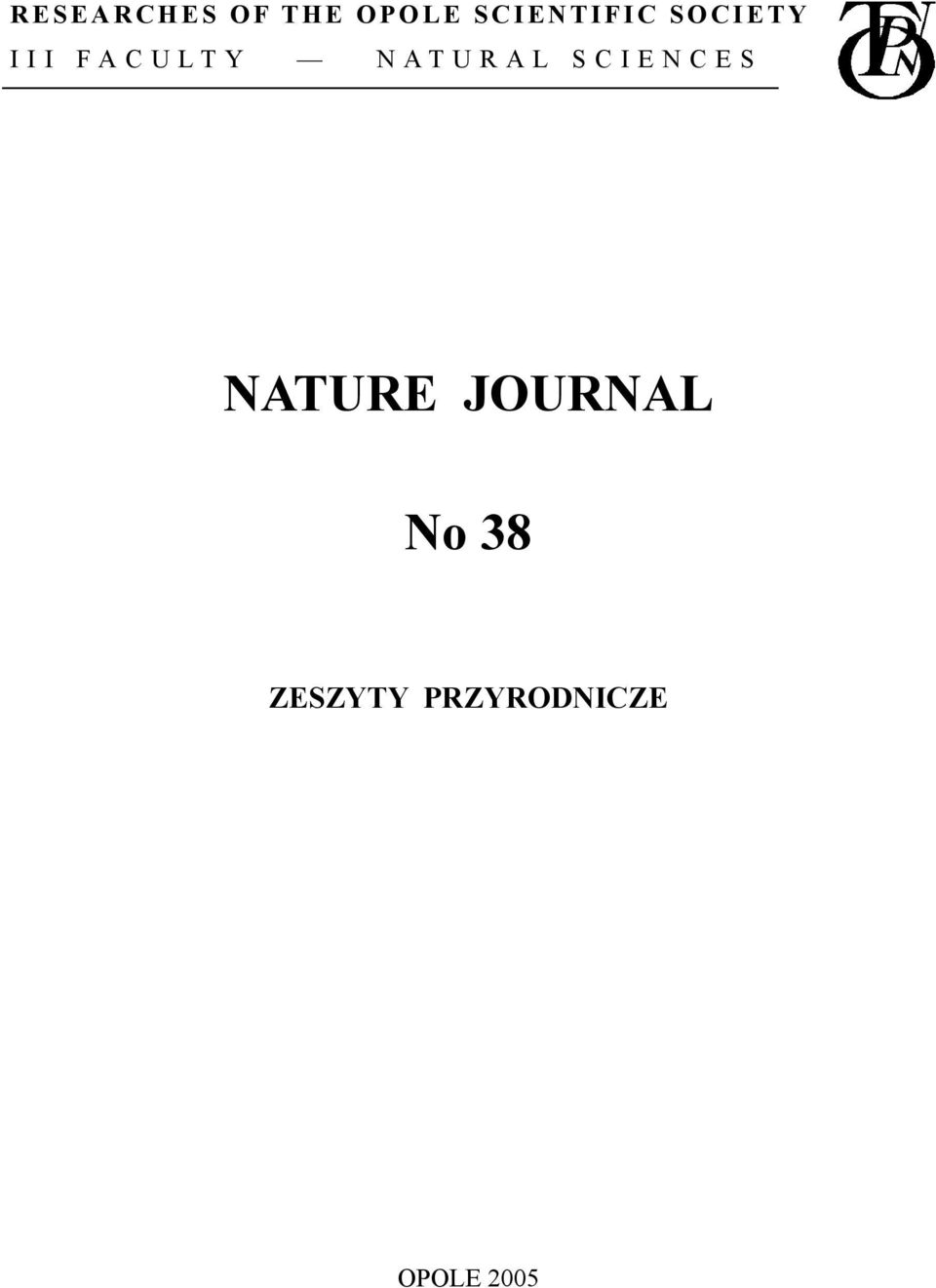 L T Y N A T U R A L S C I E N C E S NATURE