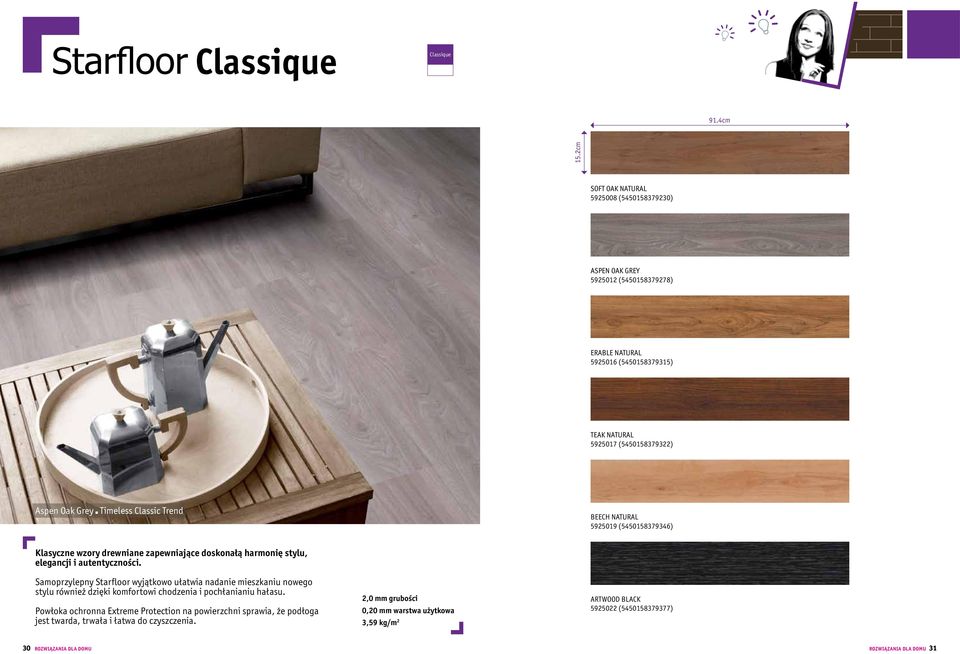 Classic Trend BEECH NATURAL 5925019 (5450158379346) Klasyczne wzory drewniane zapewniające doskonałą harmonię stylu, elegancji i autentyczności.