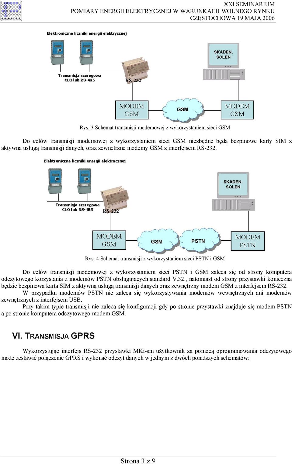 4 Schemat transmisji z wykorzystaniem sieci PSTN i GSM Do celów transmisji modemowej z wykorzystaniem sieci PSTN i GSM zaleca się od strony komputera odczytowego korzystania z modemów PSTN