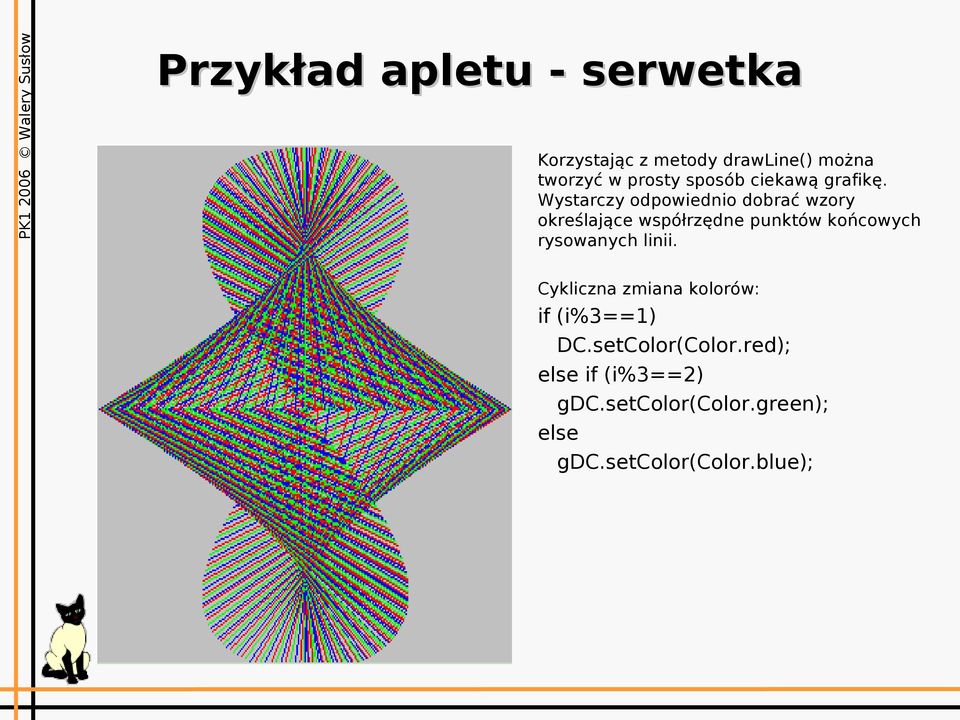 Wystarczy odpowiednio dobrać wzory określające współrzędne punktów końcowych