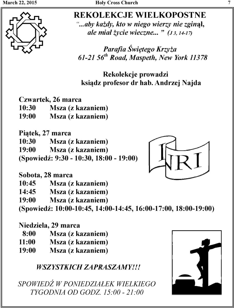 Rekolekcje prowadzi ksiądz profesor dr hab.