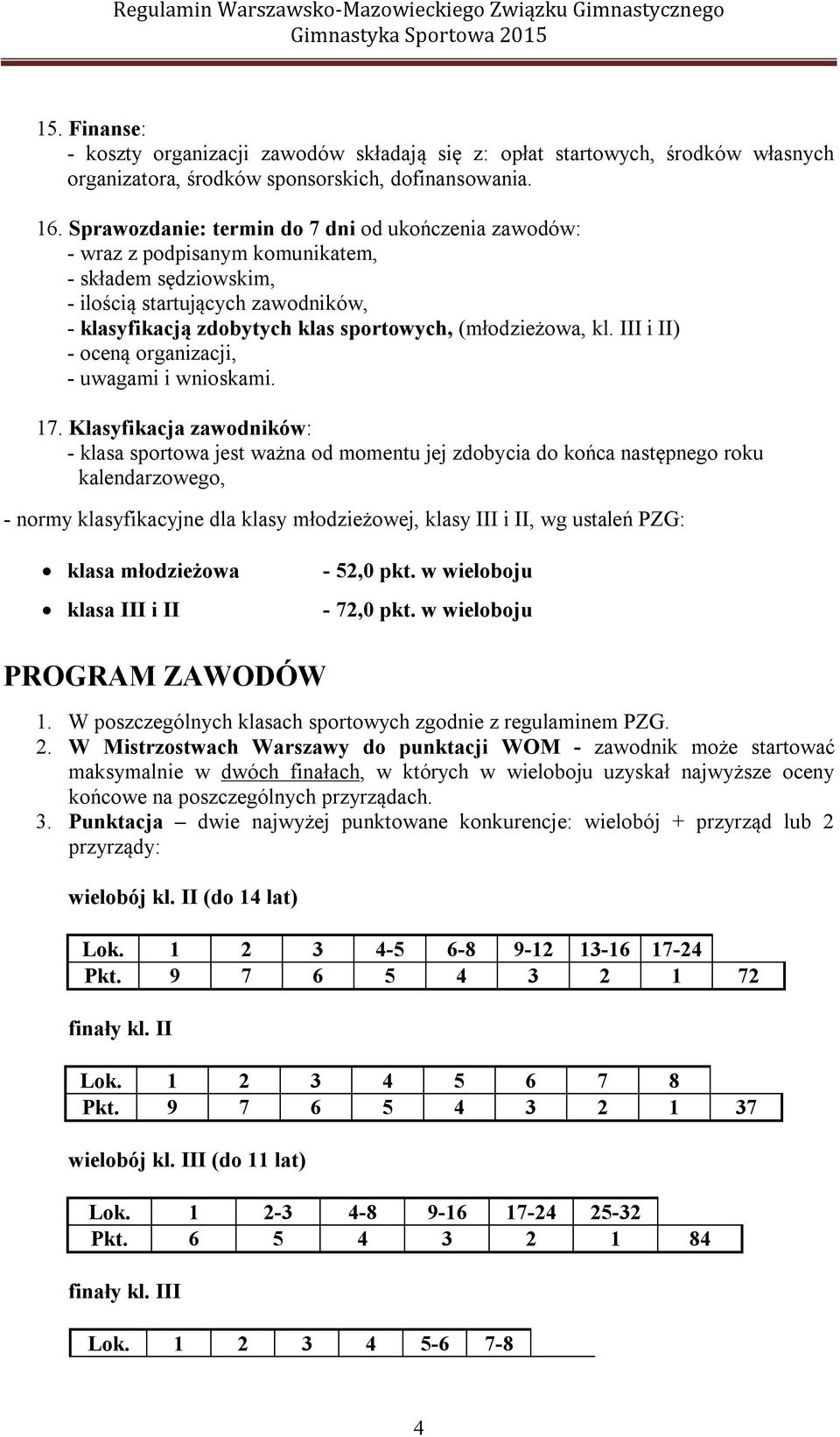 kl. III i II) - oceną organizacji, - uwagami i wnioskami. 17.