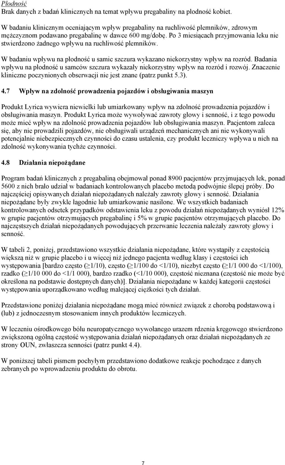 Po 3 miesiącach przyjmowania leku nie stwierdzono żadnego wpływu na ruchliwość plemników. W badaniu wpływu na płodność u samic szczura wykazano niekorzystny wpływ na rozród.