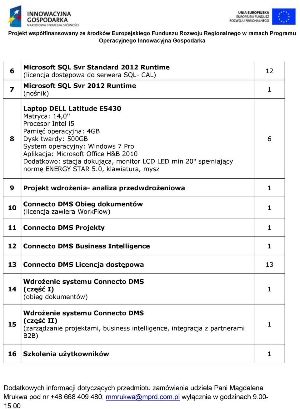 0, klawiatura, mysz 2 9 Projekt wdrożenia- analiza przedwdrożeniowa 0 Connecto DMS Obieg dokumentów (licencja zawiera WorkFlow) Connecto DMS Projekty 2 Connecto DMS Business Intelligence Connecto DMS