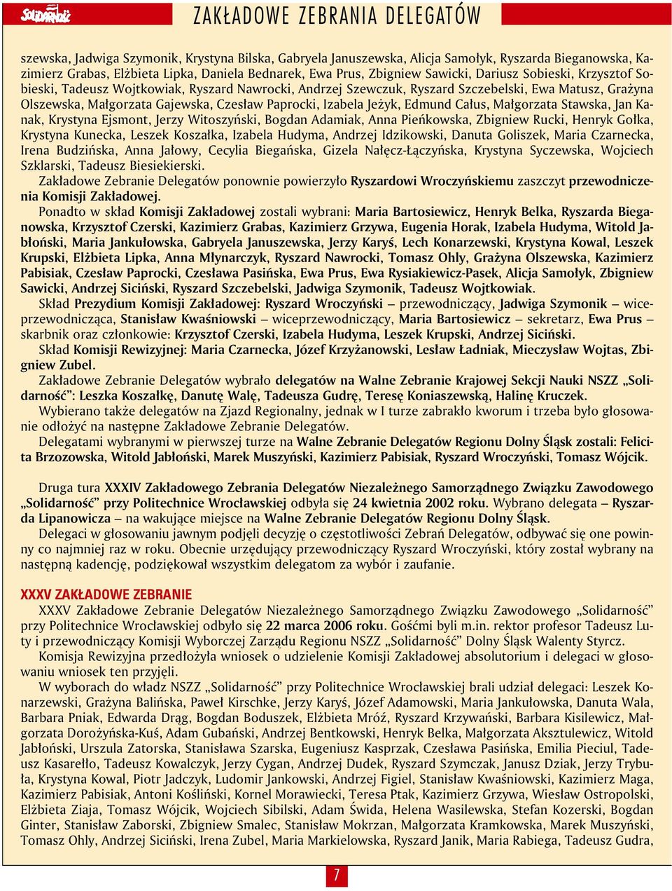 Całus, Małgorzata Stawska, Jan Kanak, Krystyna Ejsmont, Jerzy Witoszyński, Bogdan Adamiak, Anna Pieńkowska, Zbigniew Rucki, Henryk Gołka, Krystyna Kunecka, Leszek Koszałka, Izabela Hudyma, Andrzej