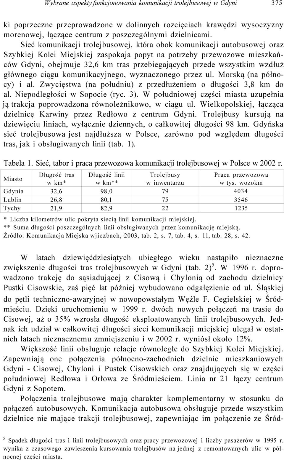 wszystkim wzdłuż głównego ciągu komunikacyjnego, wyznaczonego przez ul. Morską (na północy) i al. Zwycięstwa (na południu) z przedłużeniem o długości 3,8 km do al. Niepodległości w Sopocie (ryc. 3).