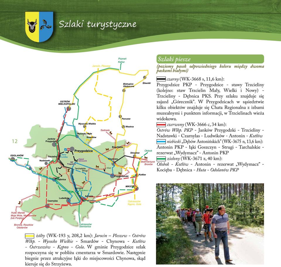 W Przygodzicach w sąsiedztwie kilku obiektów znajduje się Chata Regionalna z izbami muzealnymi i punktem informacji, w Trzcielinach wieża widokowa. czerwony (WK-3666 c, 34 km): Ostrów Wlkp.
