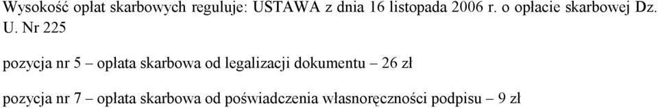 Nr 225 pozycja nr 5 opłata skarbowa od legalizacji