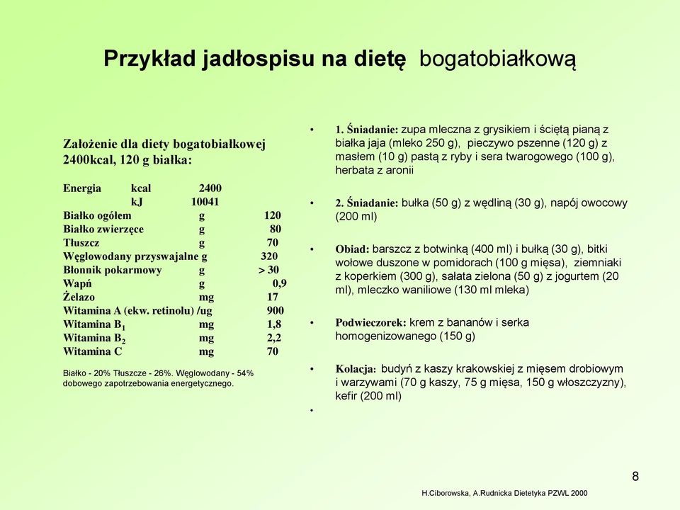 Węglowodany - 54% dobowego zapotrzebowania energetycznego. 1.