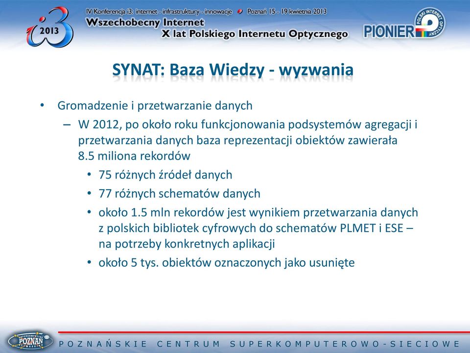 5 miliona rekordów 75 różnych źródeł danych 77 różnych schematów danych około 1.