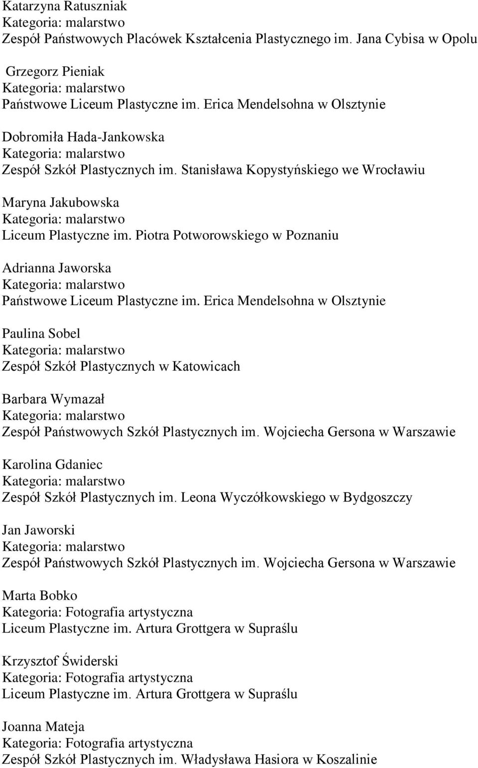 Stanisława Kopystyńskiego we Wrocławiu Maryna Jakubowska Liceum Plastyczne im.