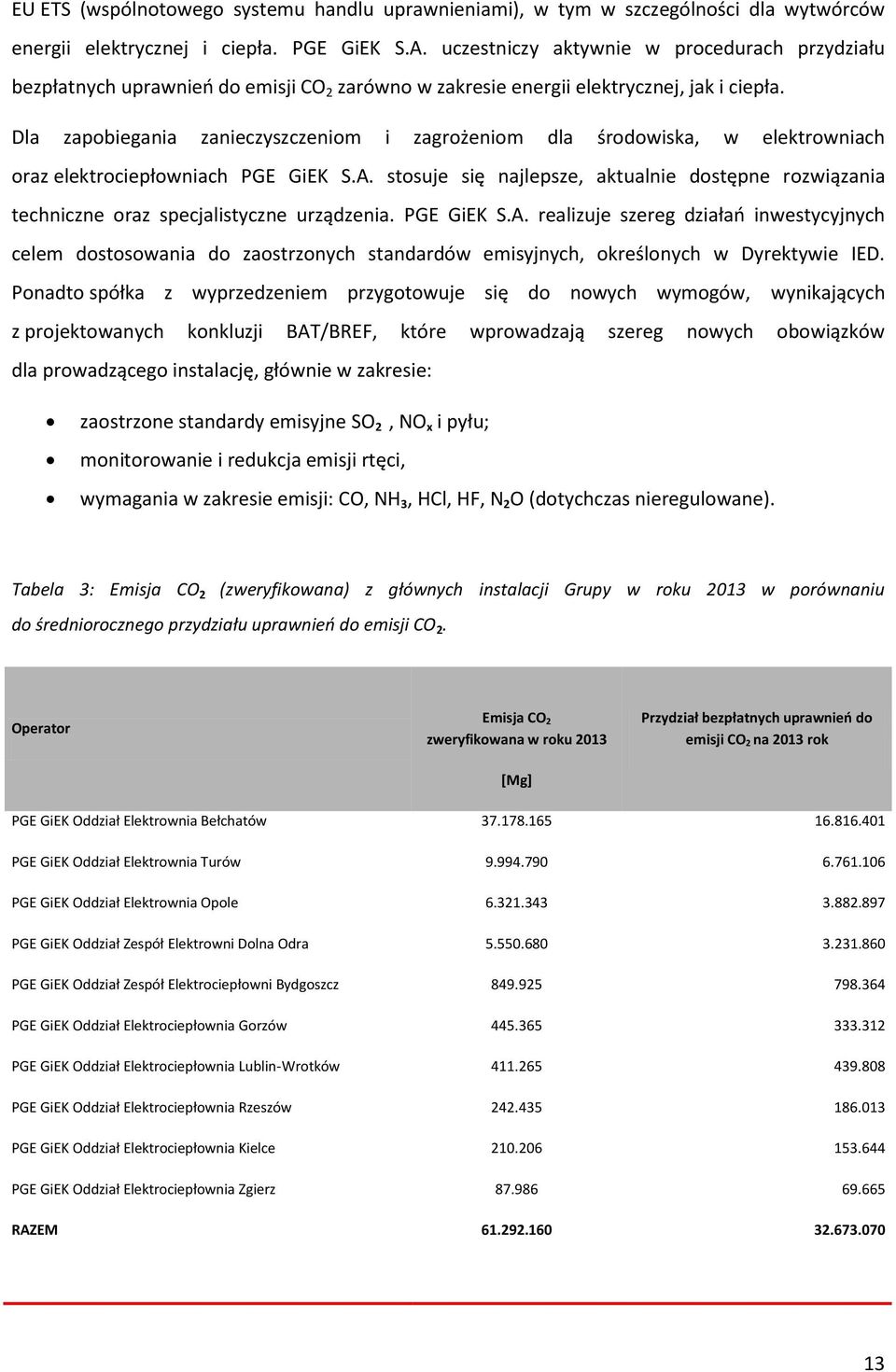 Dla zapobiegania zanieczyszczeniom i zagrożeniom dla środowiska, w elektrowniach oraz elektrociepłowniach PGE GiEK S.A.