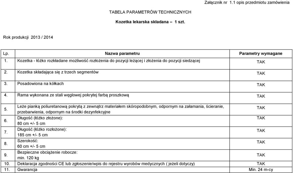 Rama wykonana ze stali węglowej pokrytej farbą proszkową 5.