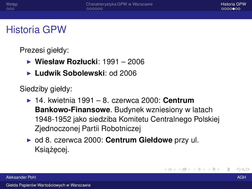 Budynek wzniesiony w latach 1948-1952 jako siedziba Komitetu Centralnego Polskiej